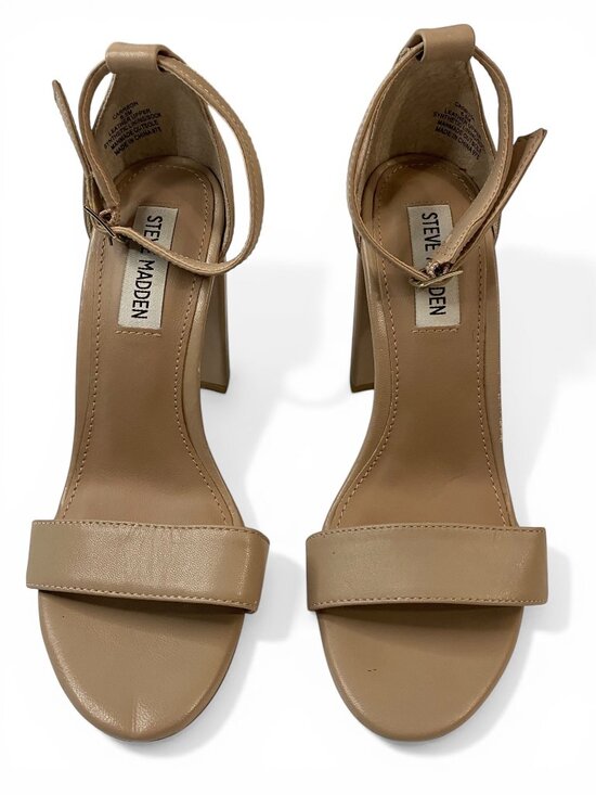 Steve Madden Carrson Heels Beige Ankle Strap Block Heel Womens 6.5M - Picture 8 of 13
